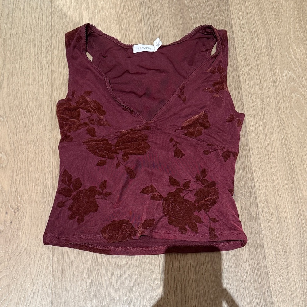 Glassons Maroon Floral Tank Top